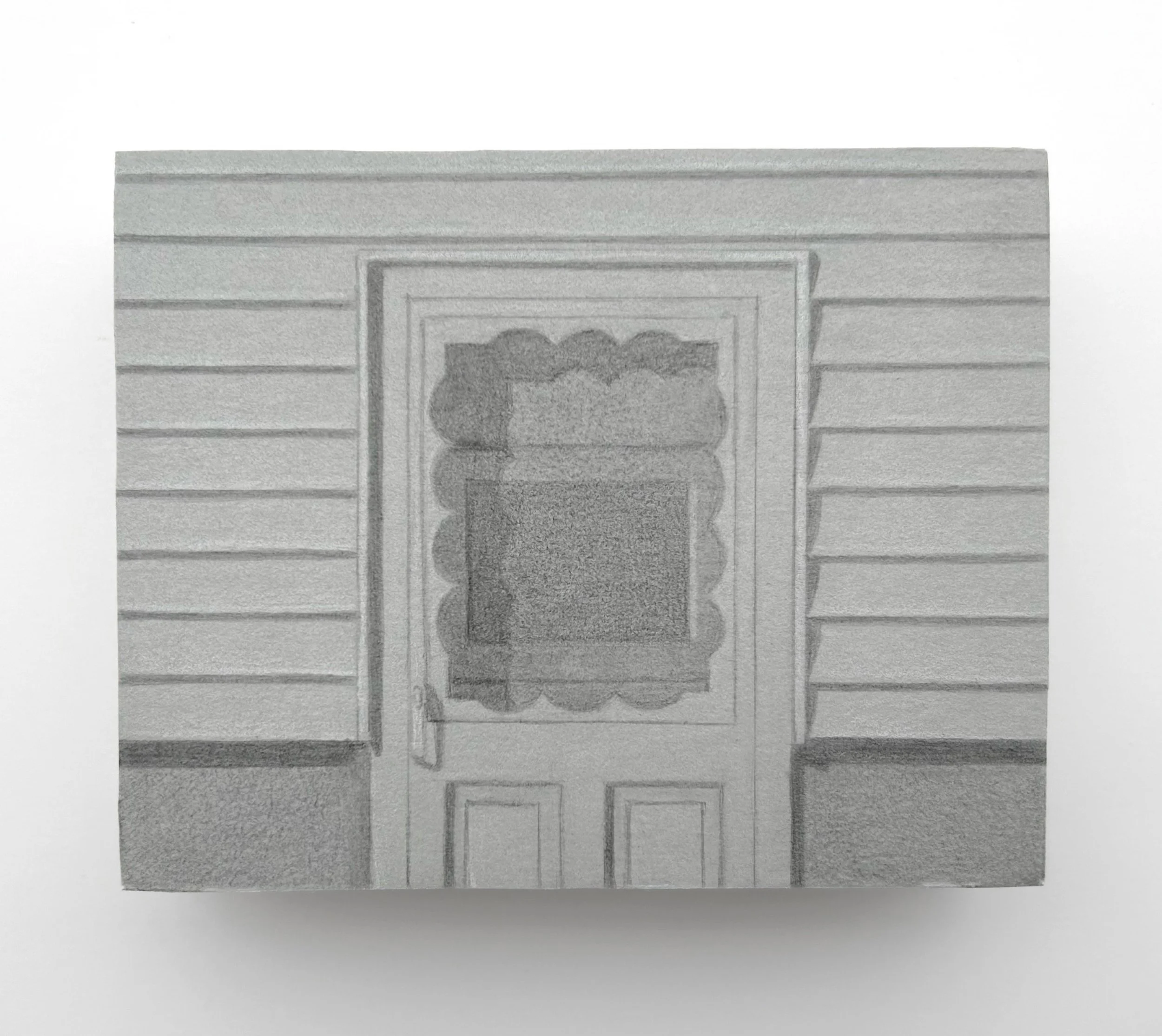 "You are ever semi-present in me", graphite on paper mounted to wood block, 2025