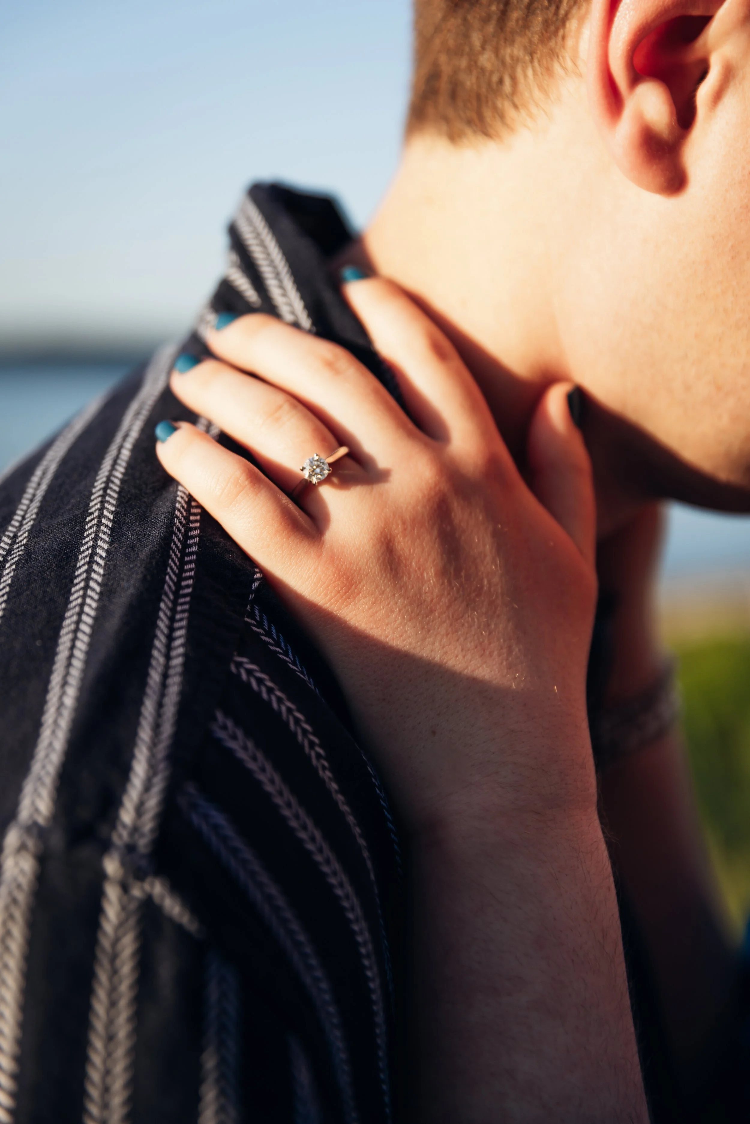 Engagement shoot close up of the Dimond engagement ring