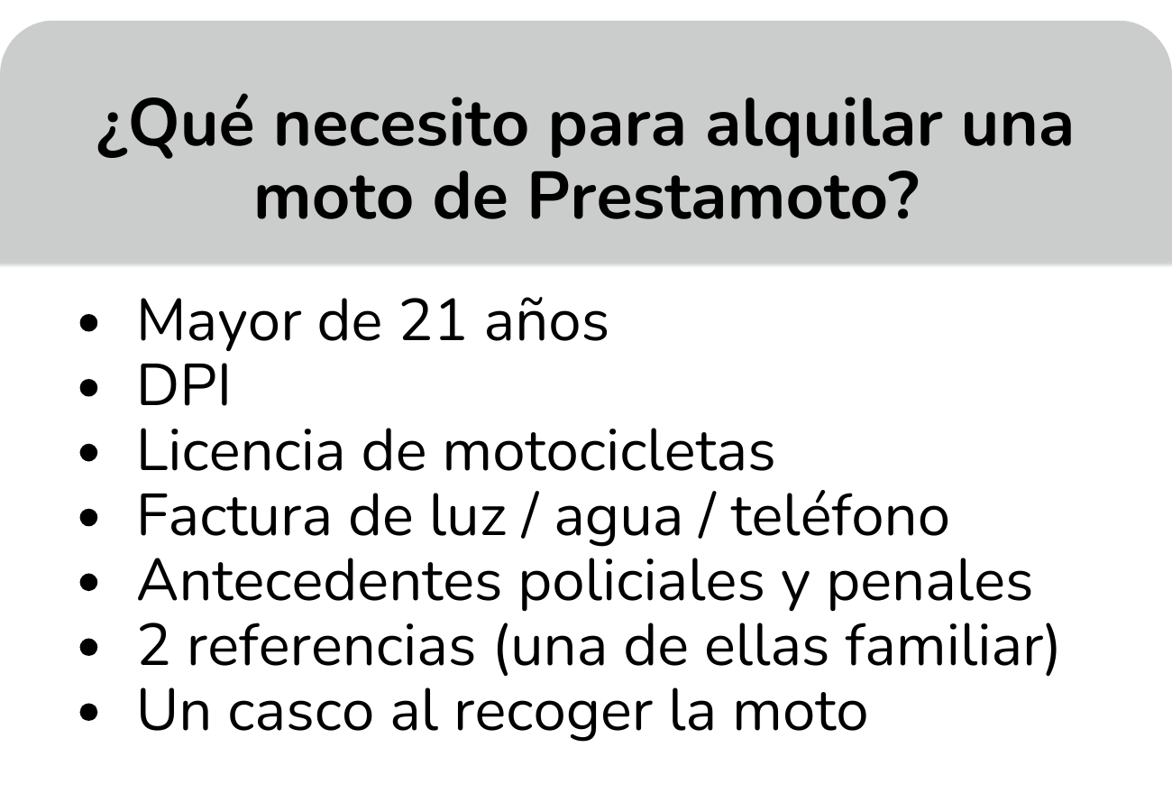 Requisitos para alquilar tu moto.