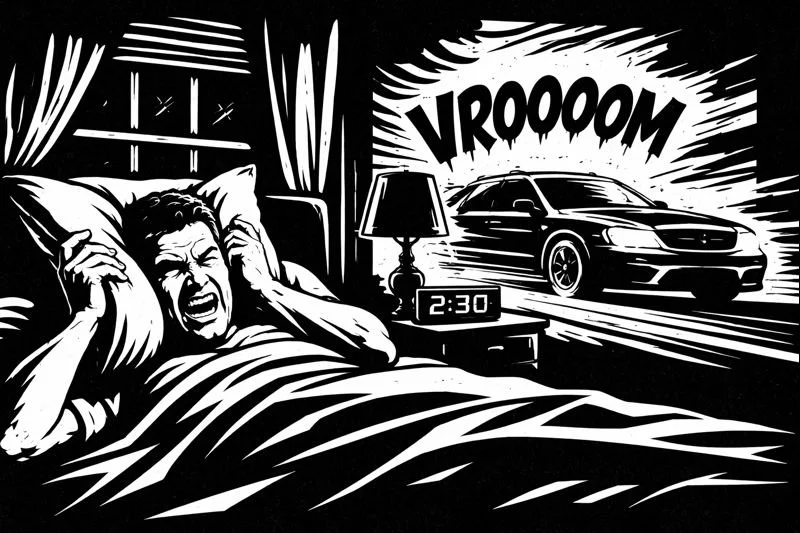 A man is woken up by his neighbor's car