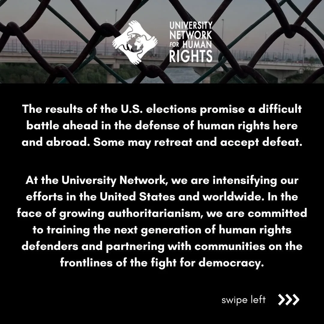 We continue to be committed to training the next generation of human rights defenders and partnering with communities on the frontlines of the fight for democracy. 

Learn more about our work through our website at the link in our bio.