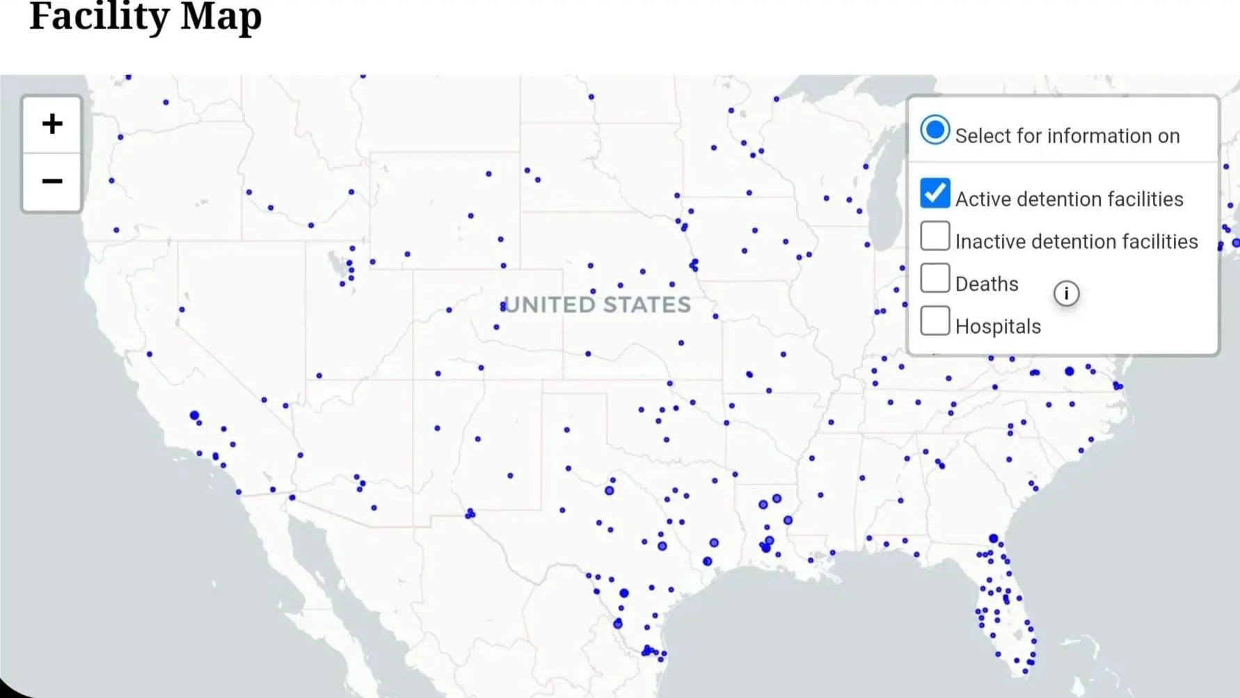 Dashboard of deaths and detentions resulting from ICE actions