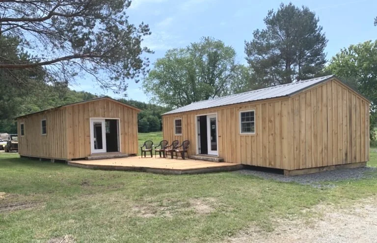 Cozy and modern tiny home crafted from reclaimed Tappan Zee Bridge wood.
