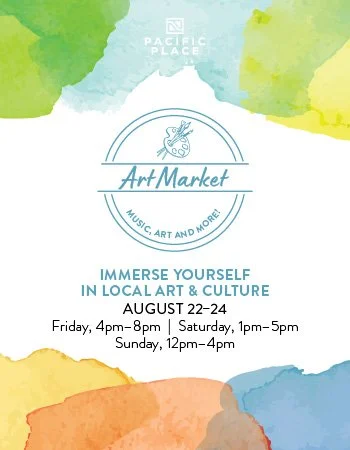Next Friday, 8/22, we kick off the August Art Market during the art walk! Immerse yourself in art and culture at Pacific Place! This free, all ages event features a popup gallery of local artists, a vendor market, live painting, and DJ tunes by @poru