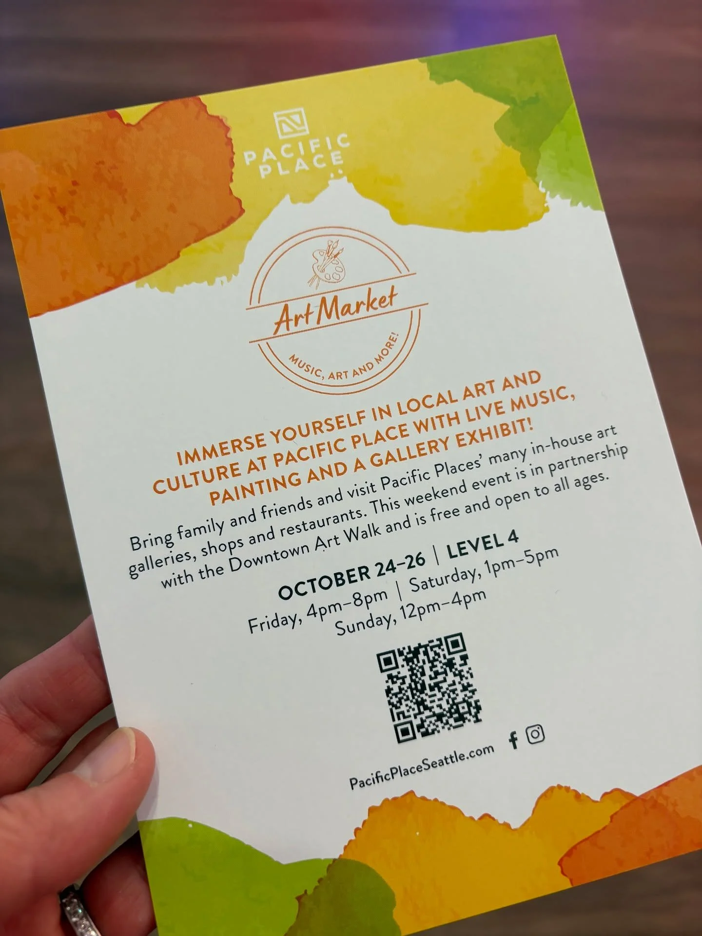 Here we go again! Next Friday (Downtown Art Walk), we kick off another 3-day art market at Pacific Place. Featuring live painting, live music, a popup gallery, and an art vendor market, this event will be moving to the fourth level this time. Bring f