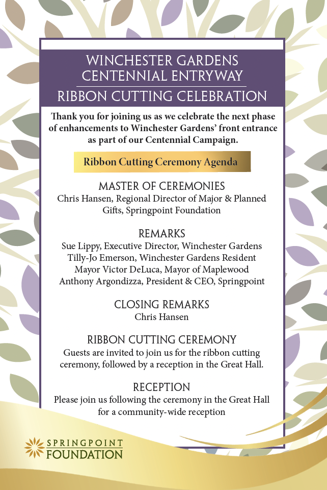 Ribbon Cutting Agenda Centennial Campaign