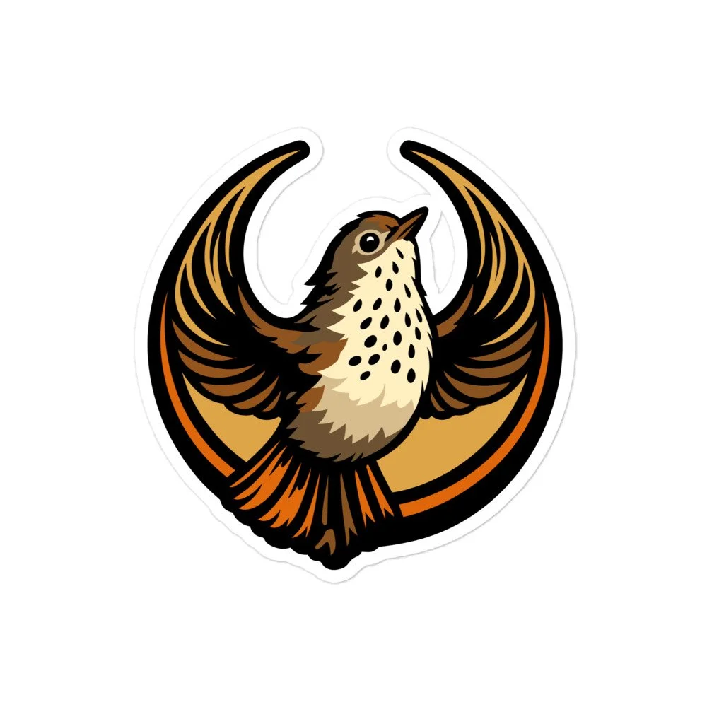 Thrush Bird Sticker REBEL BIRDS - VT, Hermit Thrush, Set of pin buttons — Four Point Five ...