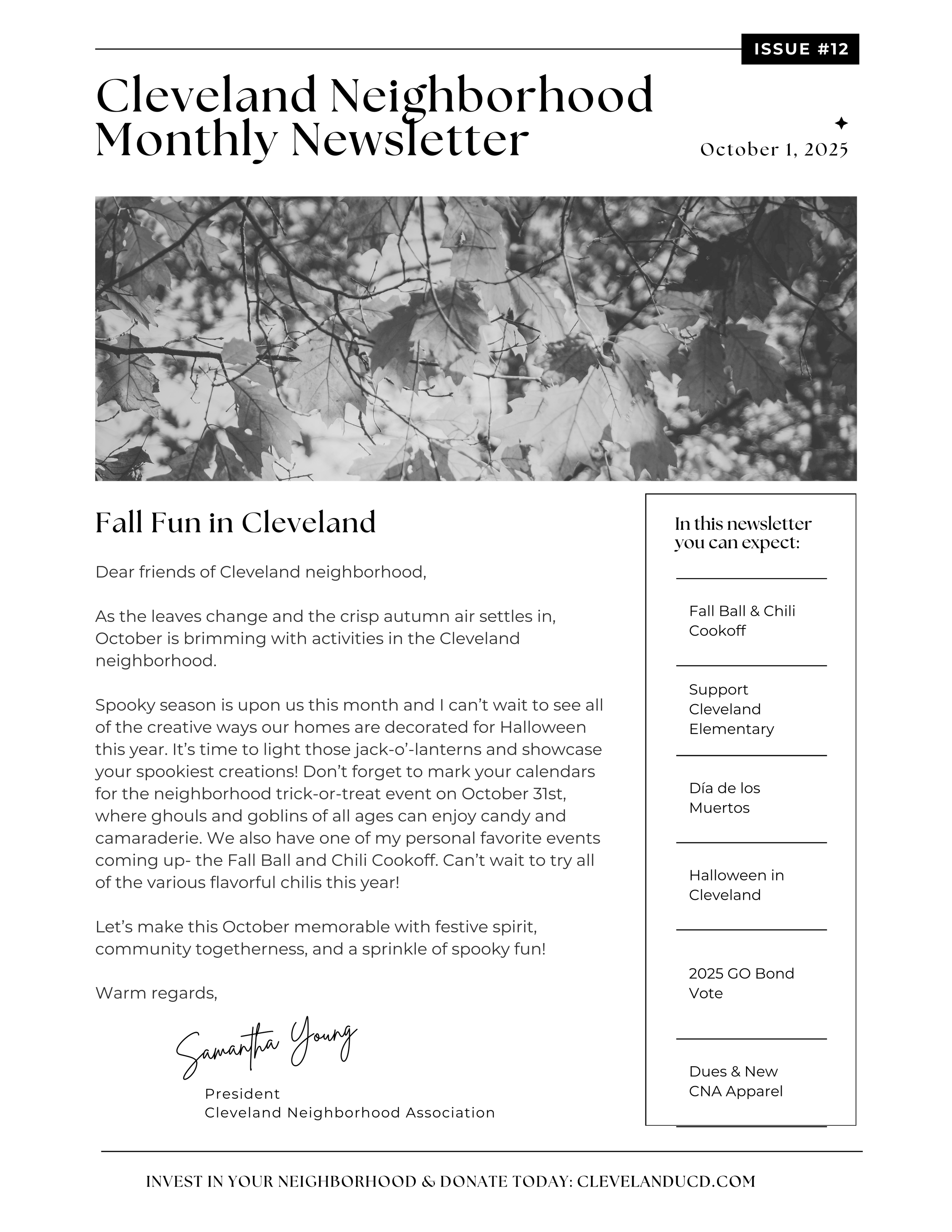 October 2025 Cleveland Neighborhood Newsletter