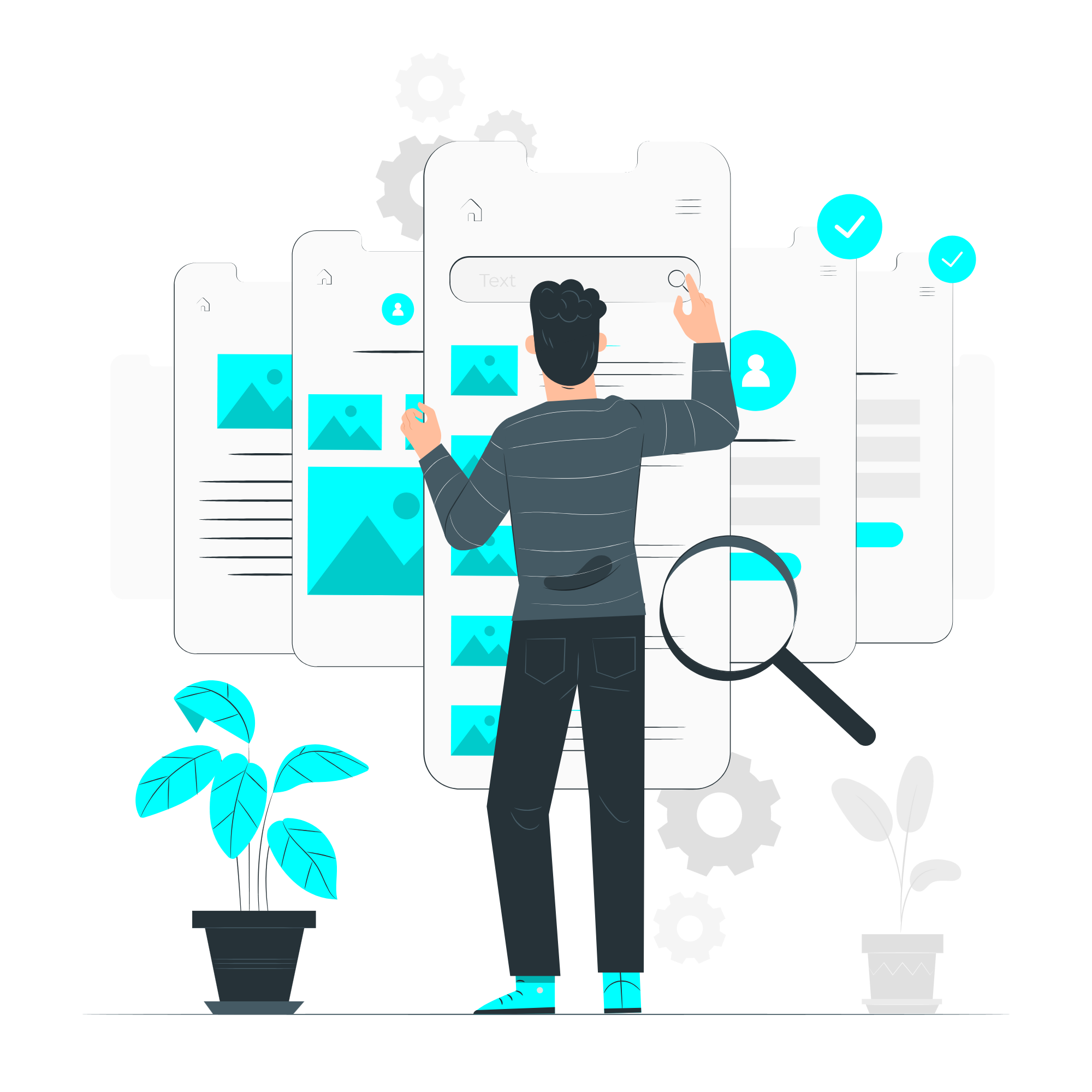 illustration of a man doing usability and accessiblity testing