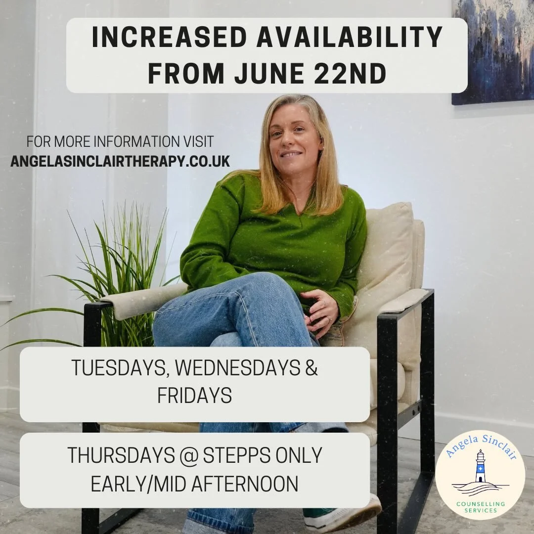 I am delighted to be able to open up my diary and offer a number of spaces throughout the week.

If you or someone you know is struggling or looking for support, please get in touch to find out more and arrange a free consultation.