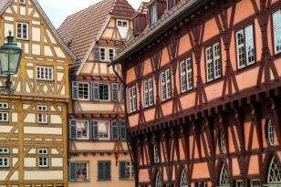 Close-up of German half timbered houses