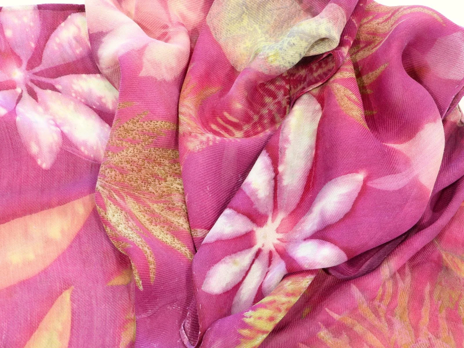 A pink floral scarf made by Robyn Borges