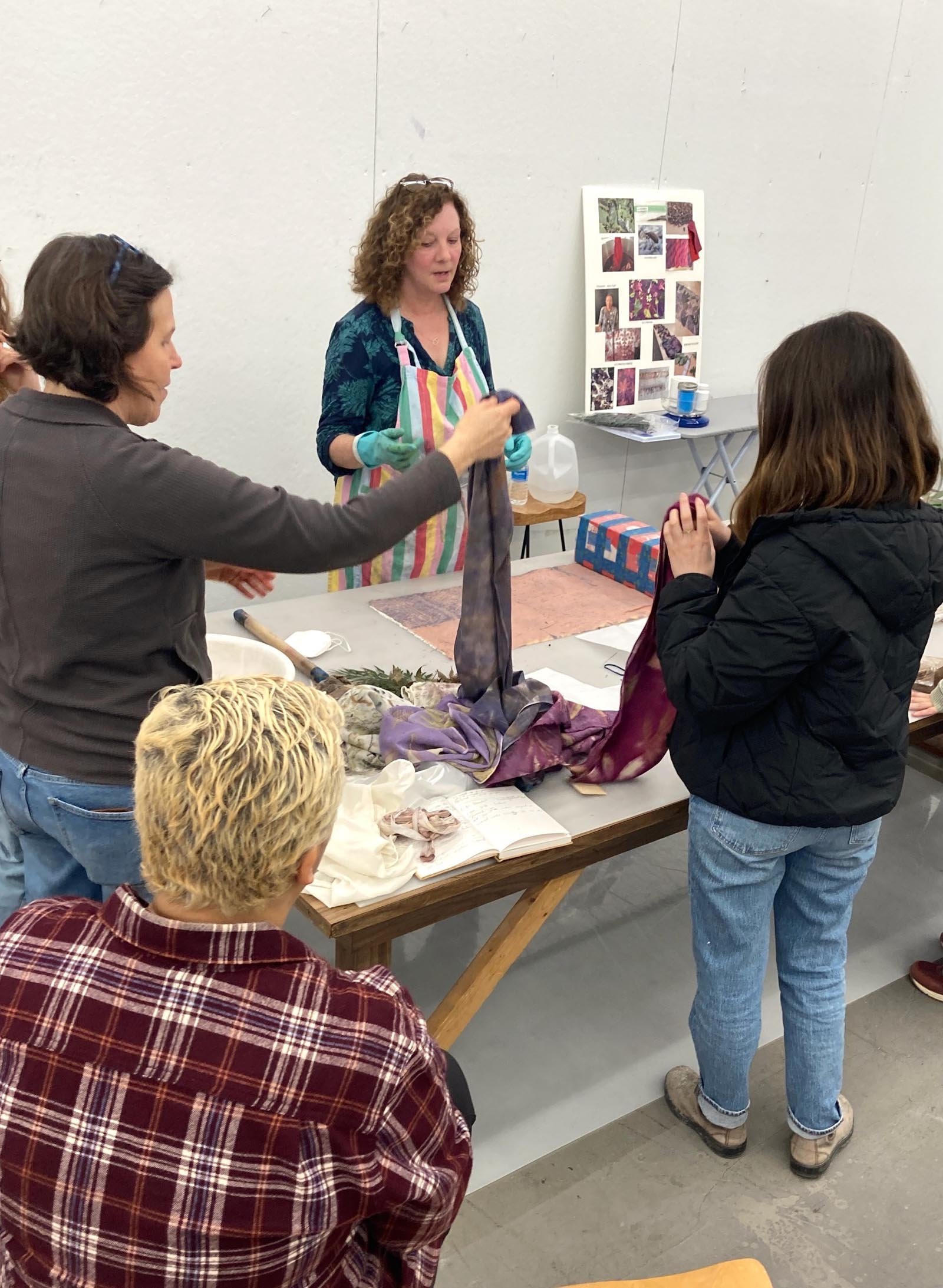 Robyn Borges doing a botanical printing demonstration at UMass Dartmouth
