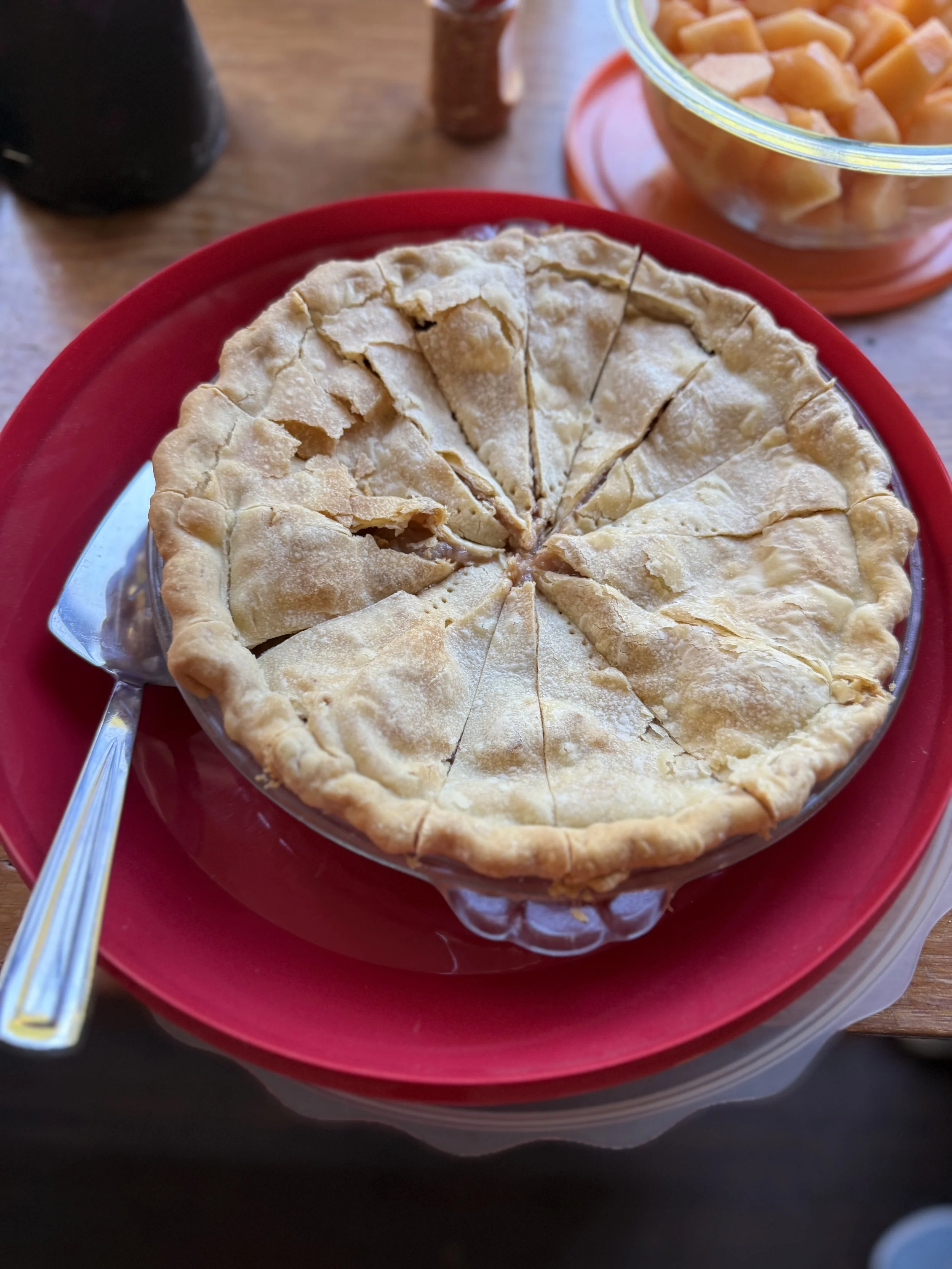 This apple pie was served at a private meeting of the White Clover Grange board, so its consumption was permissible under Oregon food safety laws. (Penny Rosenberg/Oregon Journalism Project)