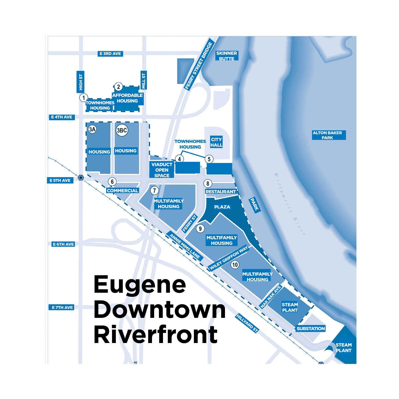 Eugene downtown riverfront map. (Credit: City of Eugene)