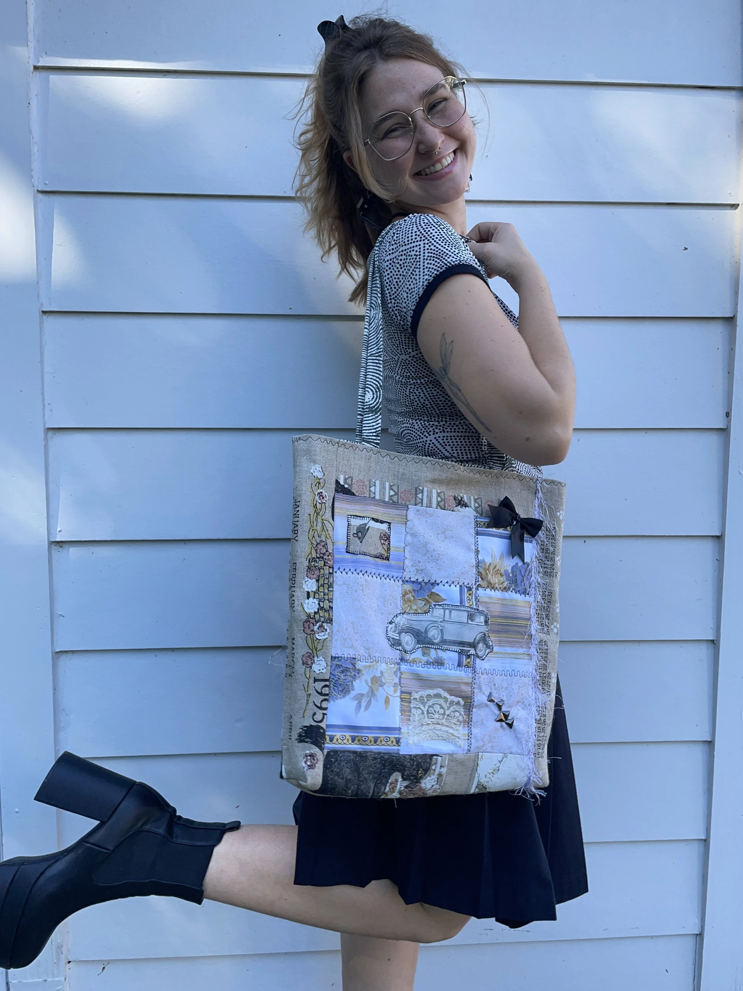 1995 Cats & Cars Tea Towel Tote.