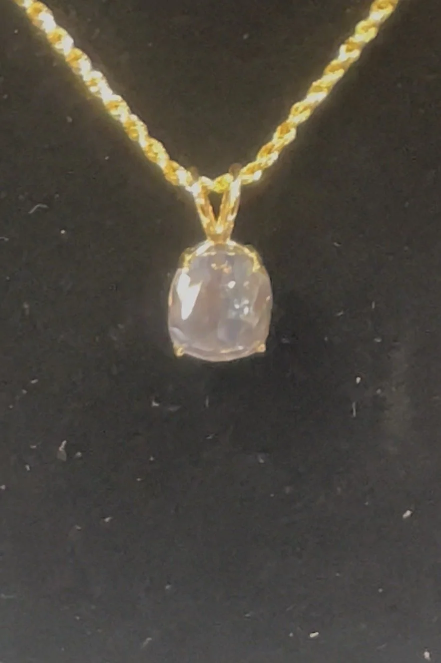 14K Gold Pendant with Natural Sapphire, 6.3 carats, Natural. Untreated. Color Change. Umba, Tanzania