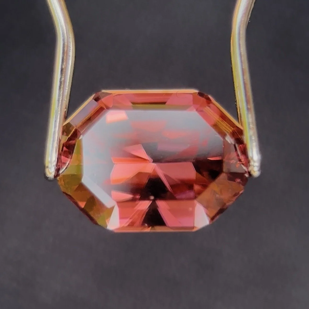 2.83 ct Pink-Red Mozambique Zircon, Original Modified Emerald Cut, 50k Polish