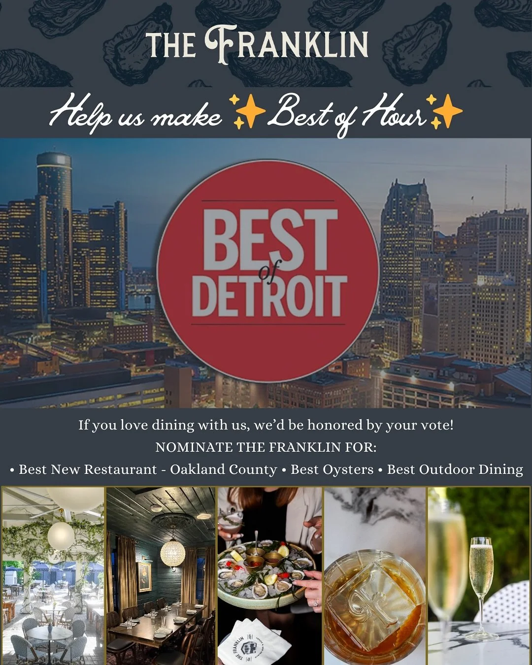 An outdoor patio made for lingering, oysters meant for sharing, and lobster rolls that melt in your mouth 🤍

If you&rsquo;ve enjoyed dining with us, we&rsquo;d be so grateful for your nomination in Best of Hour:

&bull; Best New Restaurant &mdash; O