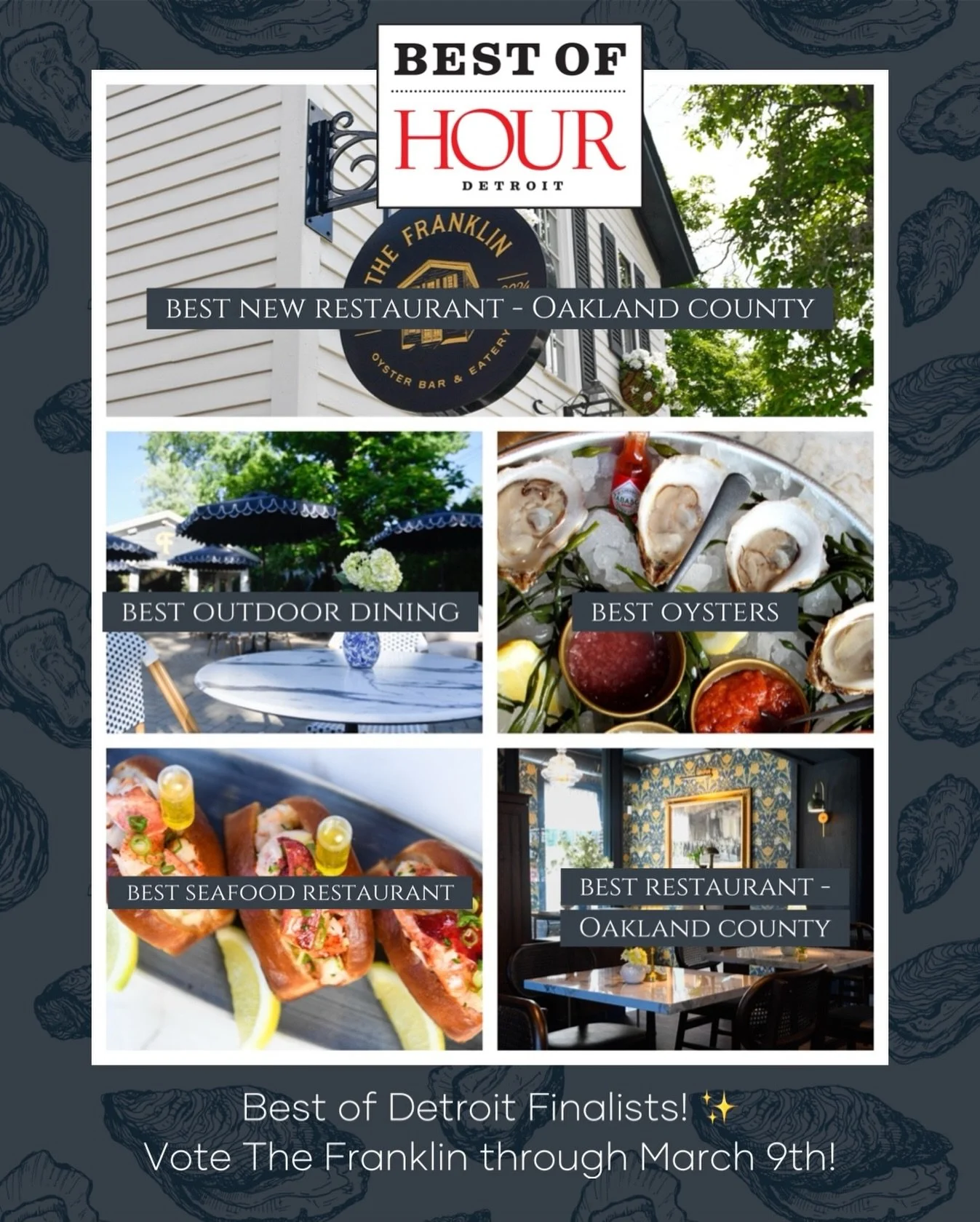 What a season it&rsquo;s been. From Detroit Free Press Restaurant of the Year &mdash; Best New Restaurant to a HOUR Best of Detroit finalist in five categories, we couldn&rsquo;t be more grateful. 

The Franklin has always been about connection &mdas