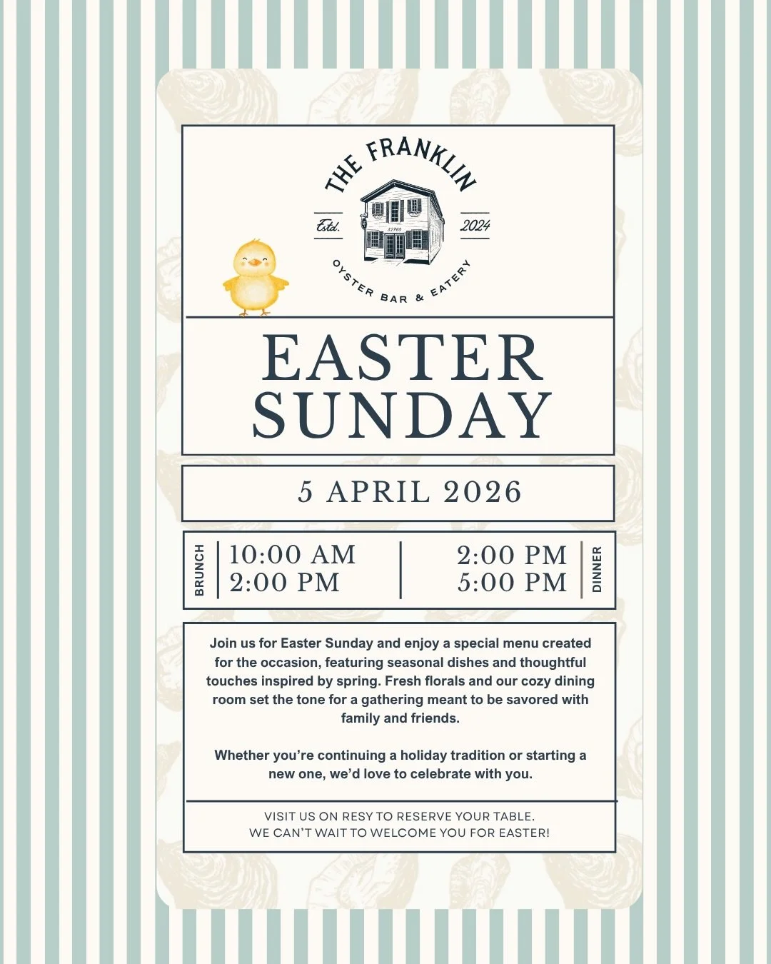 A slow Easter Sunday, just as it should be.🐥 Brunch to start, dinner beginning at 2PM.. gather, linger, stay awhile. 🌸 Reservation link in bio.