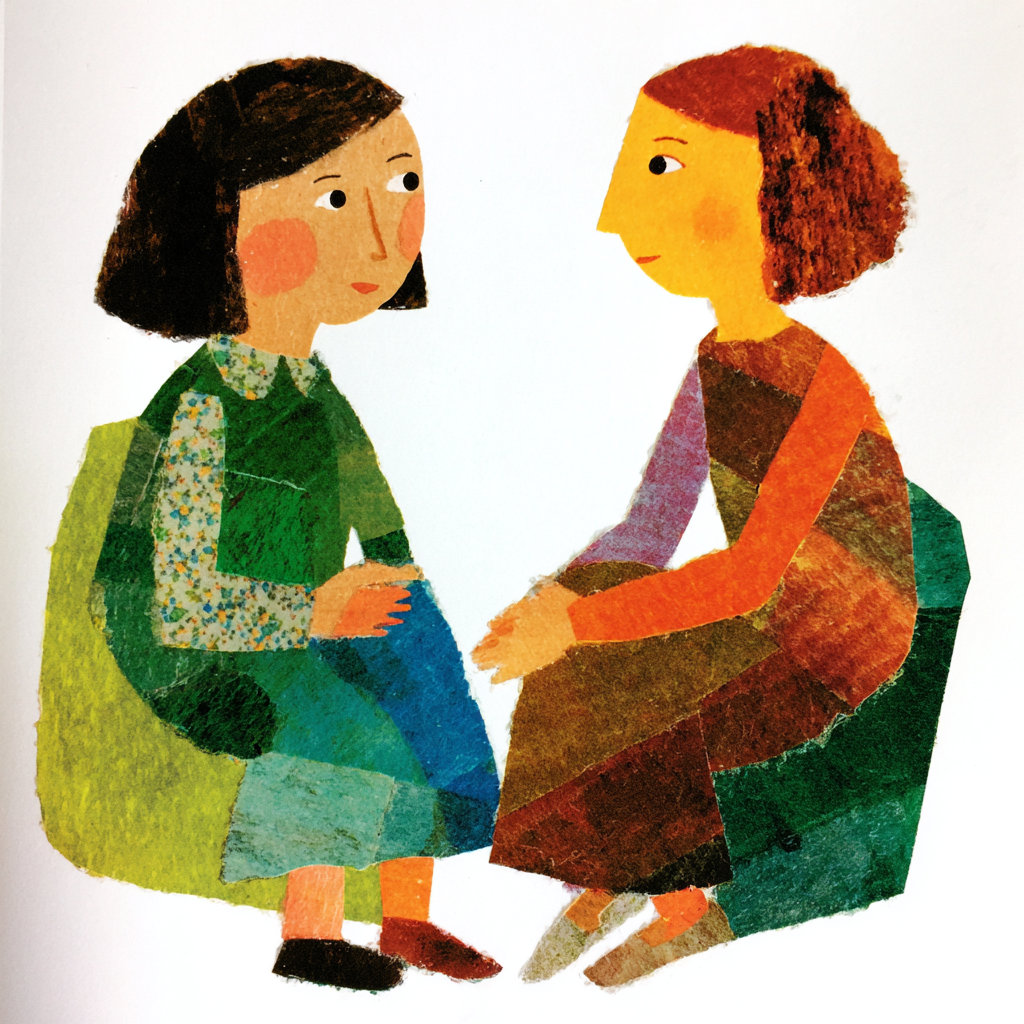 trauma therapist chatting with client