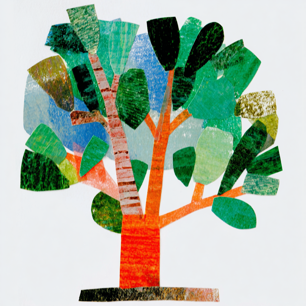 a colorful tree collage