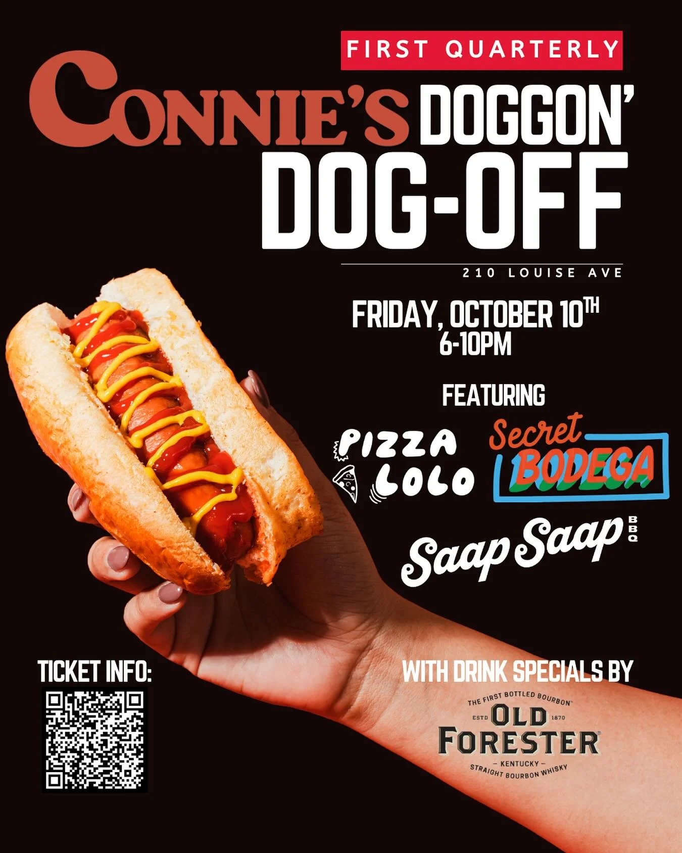 Four competitors. Four dogs. It&rsquo;s Connie&rsquo;s First Quarterly Doggon&rsquo; Dog-Off. 

Come eat, drink, and vote with @conniesnashville, @thesecretbodega, @saapsaapbbq, @pizza.lolo.nashville and decide which dog takes the podium, and smash s