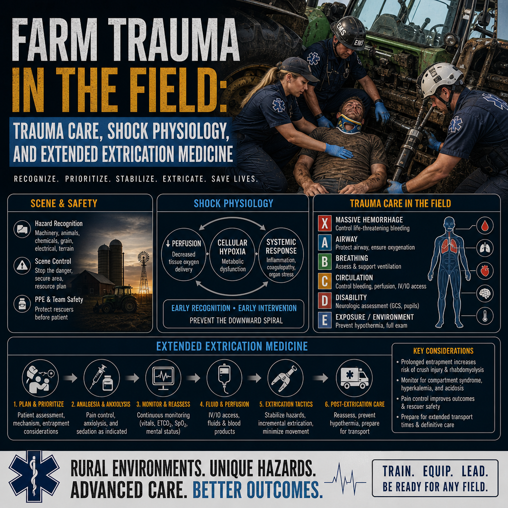 Farm Traume in the Field: Trauma Care, Shock Physiology, and Extended Extrication Medicine