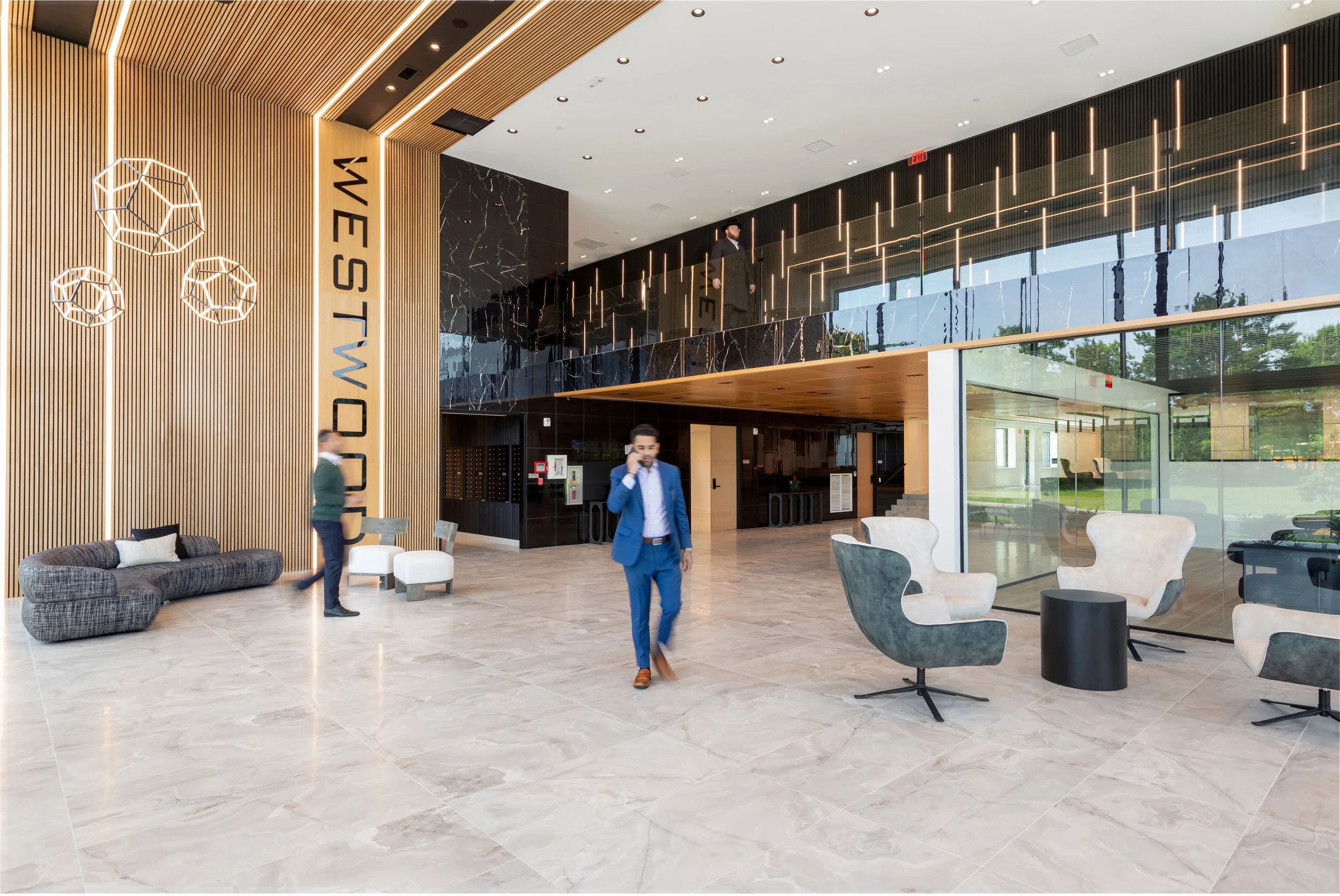 High-end office lobby captured by interior photographer specializing in commercial spaces