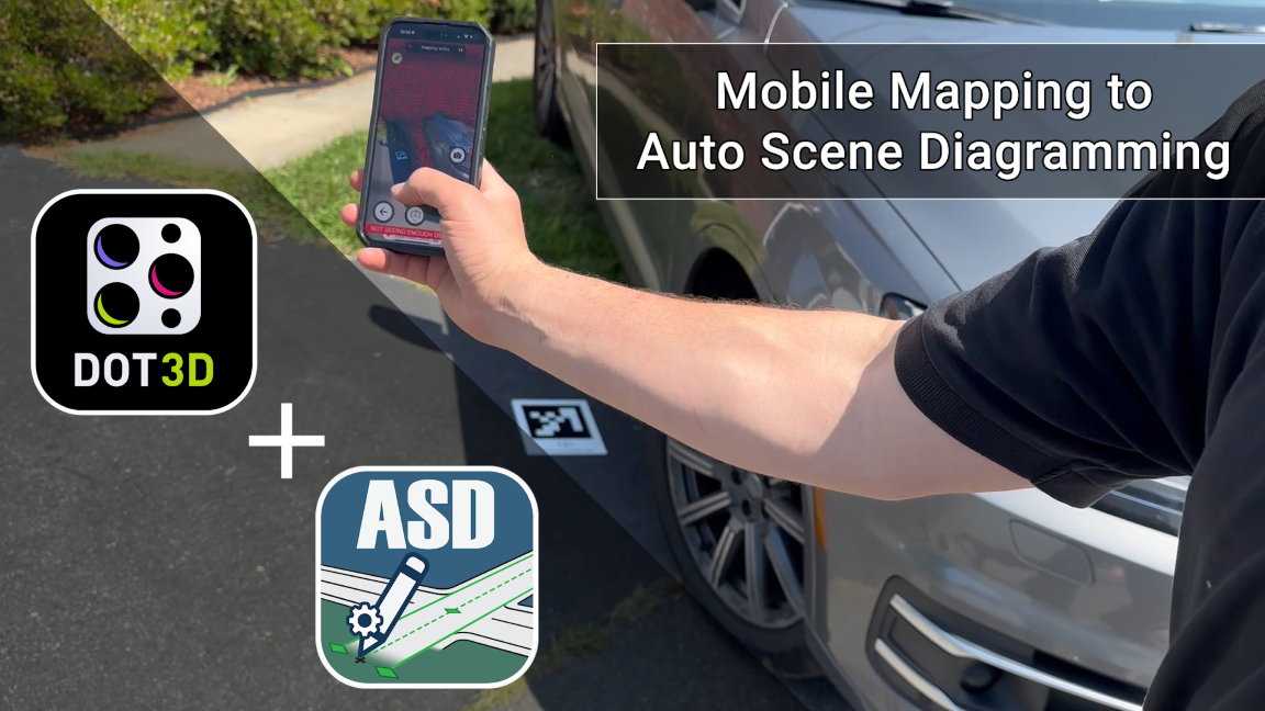 Dot3D + AutoScene Draw: Mobile 3D Mapping to Auto Scene Diagramming