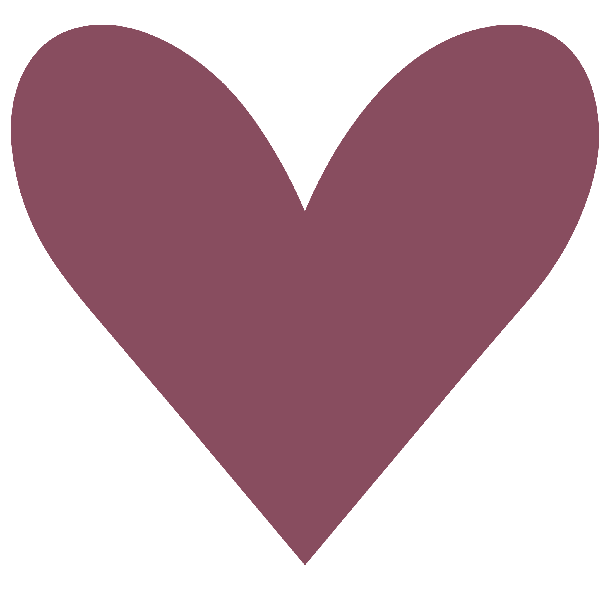 A large stylized heart with a smaller V-shaped cutout in the center, colored in shades of purple.