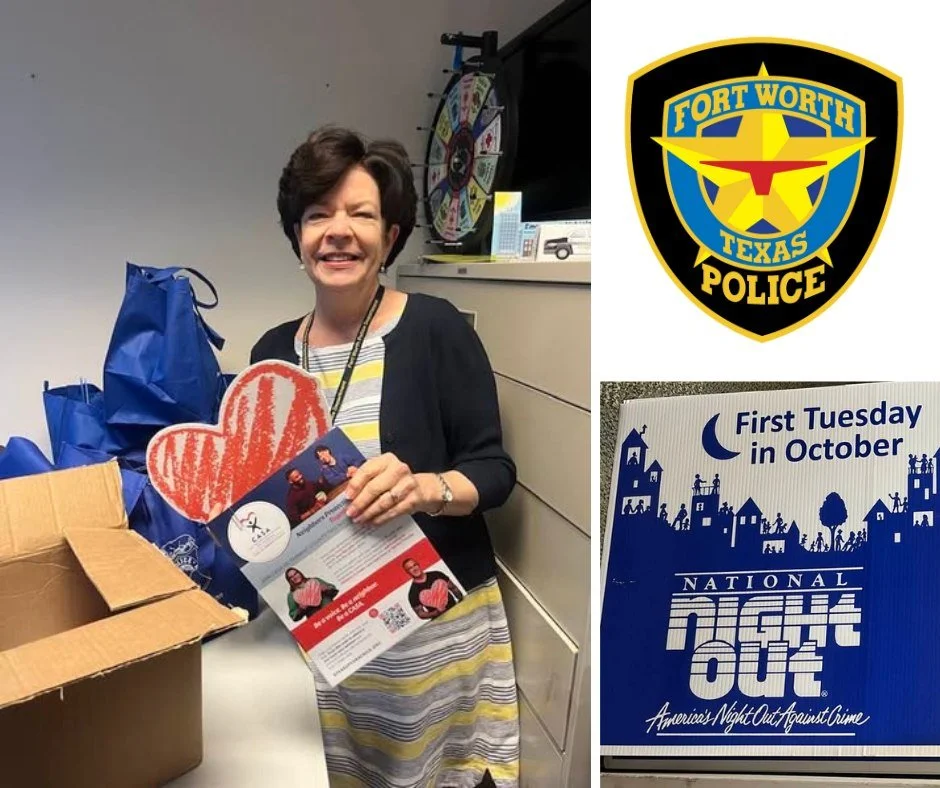 CASA of Tarrant County is thrilled to team up with the @fortworthpd Fort Worth Police Department for this year&rsquo;s National Night Out!

On Tuesday, October 7th, the Fort Worth Police Department will be helping us spread the word about CASA&rsquo;