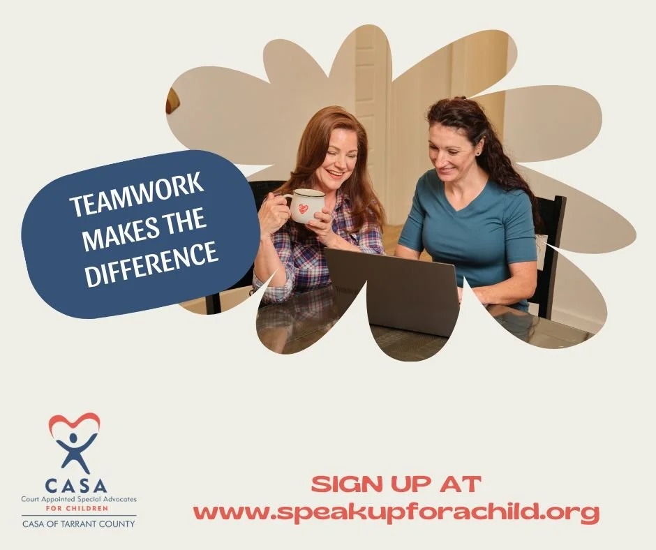 💙👥 Teamwork Makes the Difference

Did you know CASA volunteers can team up to work cases together?

Some cases are complex and involve multiple children, or situations where collaboration brings extra support. When volunteers partner, they can shar