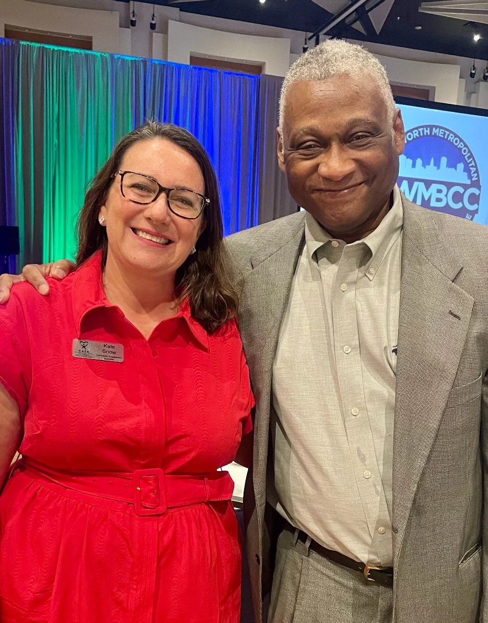 We were proud to attend the Fort Worth Metropolitan Black Chamber of Commerce Luncheon! Pictured: CASA staff member Kate Snow with Board Member Roy Paley.