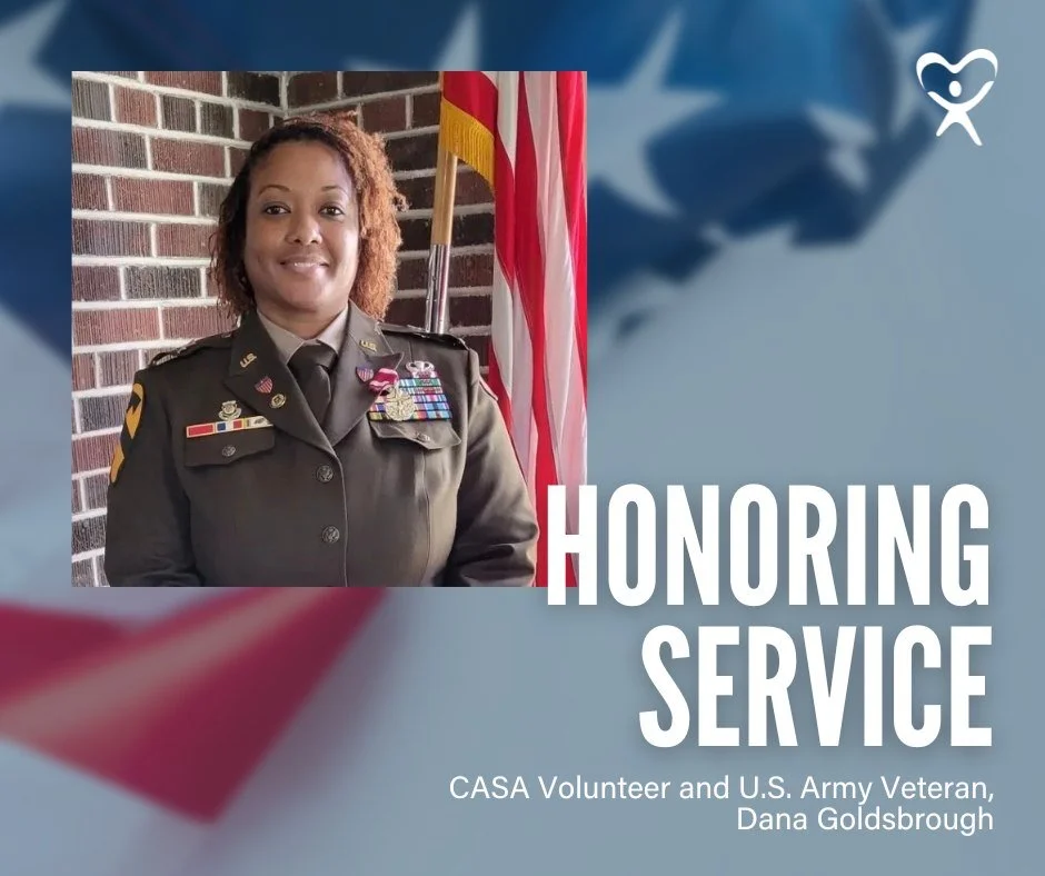 🇺🇸 Tras una carrera al servicio de los demás en el ejército de Estados Unidos, la voluntaria de CASA Dana Goldsbrough encontró una nueva forma de ayudar a los niños y las familias necesitadas.

"El liderazgo, la disciplina y la compasión que desarrollamos en el ejército