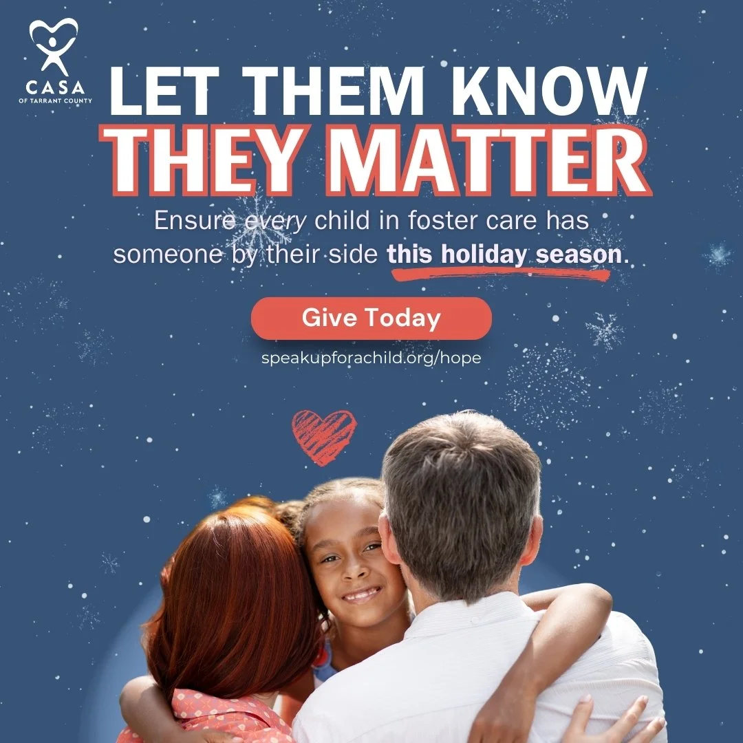 For many children in foster care, the holidays don&rsquo;t feel familiar or joyful. They may spend this season far from family, in unfamiliar homes, unsure of where they belong.

💙 CASA volunteers show up and make sure they&rsquo;re not forgotten.💙