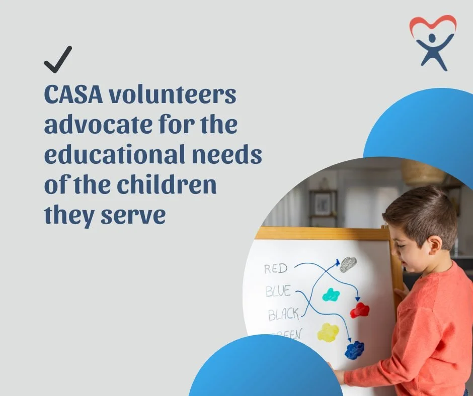 Did you know that CASA volunteers advocate for the educational needs of the children they serve? They help ensure they stay on track through a tumultuous time in their young lives.

Learn more at https://bit.ly/bestinterestadvocacy