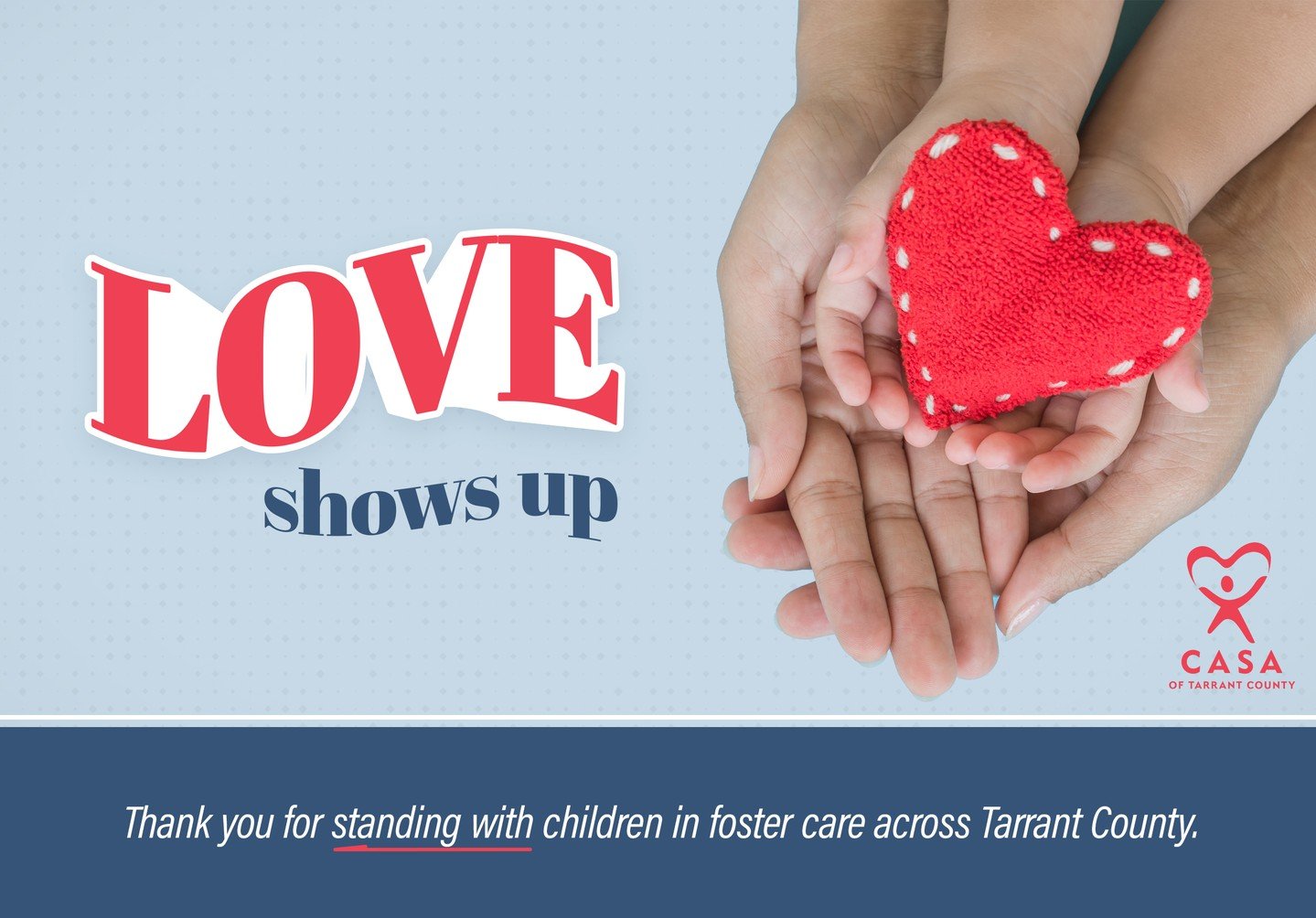 We&rsquo;re grateful for your heart. ❤️

Because of you, children in foster care aren&rsquo;t alone. Your support helps CASA advocates show up&mdash;consistently, compassionately, and with a voice that speaks up for a child&rsquo;s best interests.