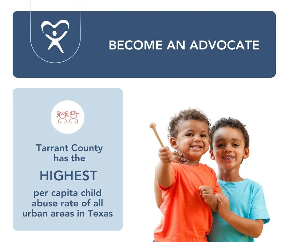 Sé quien esté ahí para un niño que más te necesita.

El condado de Tarrant tiene la tasa de abuso infantil per cápita más alta de todas las áreas urbanas de Texas, y más niños que nunca necesitan a alguien que los defienda.

Los voluntarios de CASA defienden a los niños.