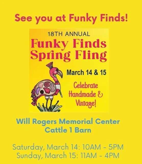 @FunkyFinds is this weekend! Funky Finds is more than a market &mdash; it&rsquo;s a celebration of small businesses, creativity, and community. This event features over 130 handmade and vintage vendors. 

🗓 March 14 &amp; 15
📍 Will Rogers Memorial 