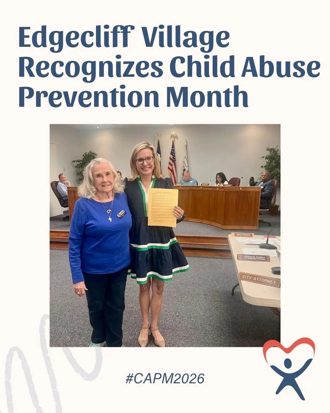 We&rsquo;re honored to receive a proclamation from the City of Edgecliff Village recognizing Child Abuse Prevention Month. 💙

Thank you for strengthening our mission to serve children in foster care and for helping ensure every child has someone con