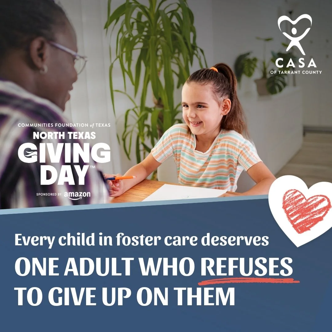 Today is North Texas Giving Day!

For years, Olivia lived with uncertainty about where she would live, who she could trust, and where she belonged. Through it all, her CASA volunteer kept showing up&mdash;getting to know Olivia, advocating for her be