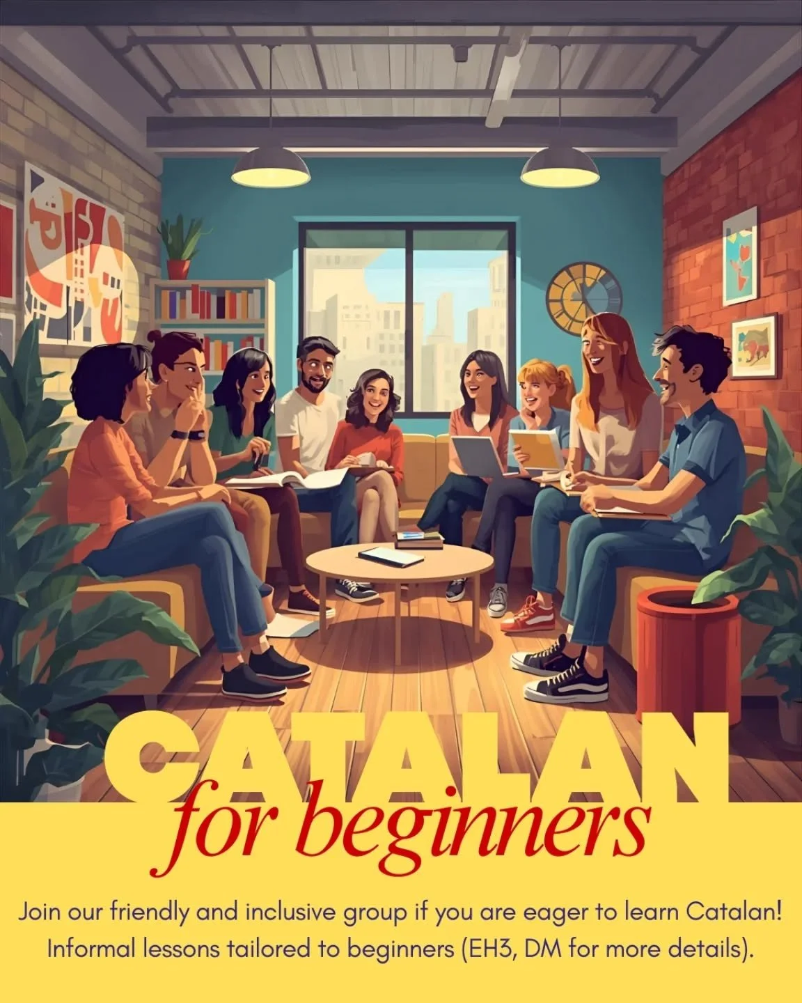 👐🏾Are you curious about Catalan culture? Do you want to make new friends while learning a language?

🤗 We have the perfect group for you: Catalan for beginners! 

❤️Informal, relaxed and inclusive sessions open to everyone. 

📆 Stay tuned to lear