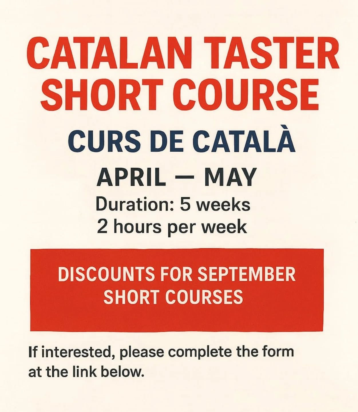 Bon dia☀️ The University of Glasgow is launching a Catalan Taster course in Spring 2026. It's open to everyone! Are you interested? Register your interest via the form in our bio 🙌🏽

Course: 10 hours, &pound;100.