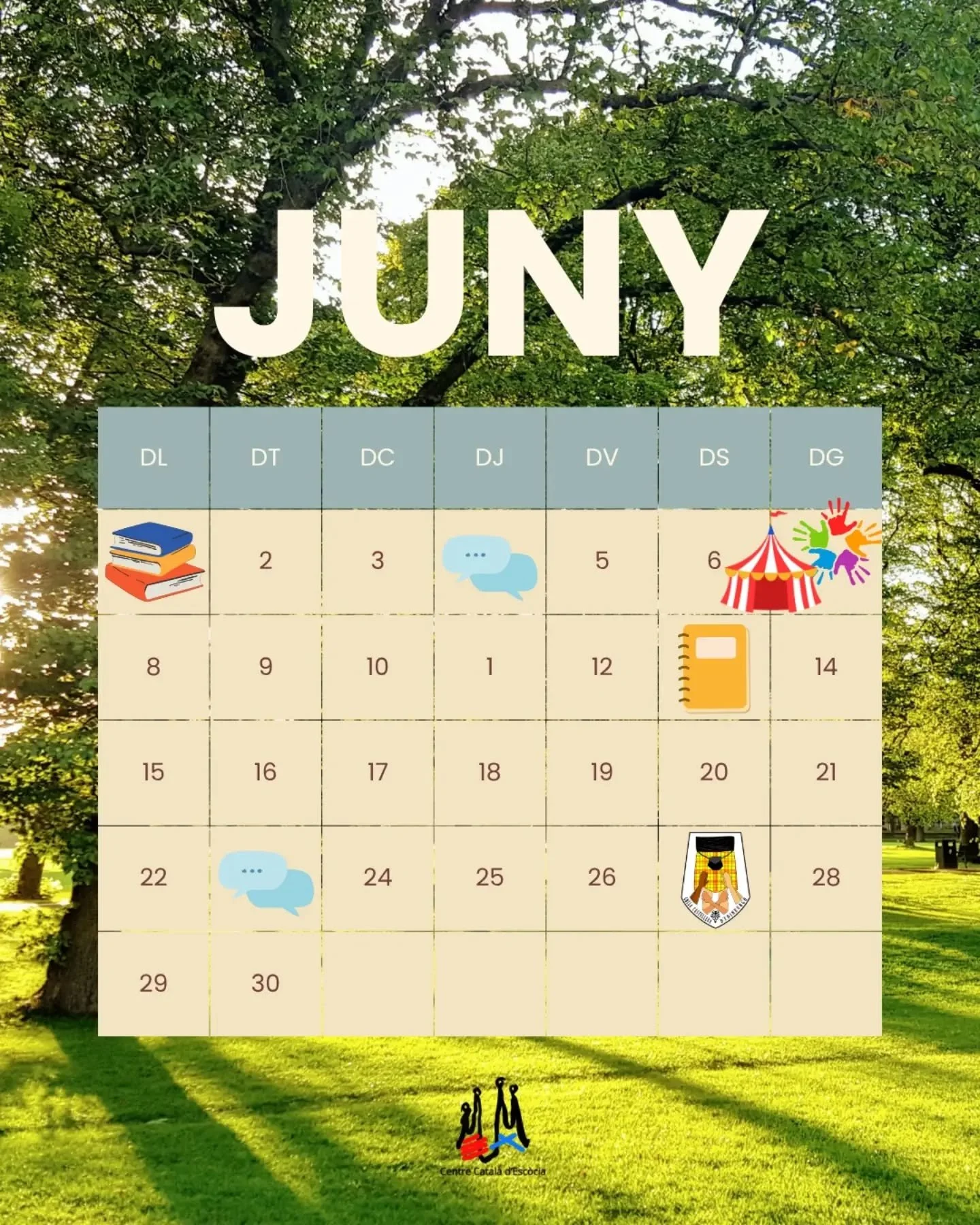 Juny de Meadows Festival i comen&ccedil;ament d'estiu! ☀

📚 01/06 Club de lectura (DM per l'adre&ccedil;a) 

 💬 04/06 i 23/06 Converses en catal&agrave;. A m&eacute;s, el 04/06 farem taller pre Meadows Festival! 

🎪 06/06 i 07/06 ens trobareu junt