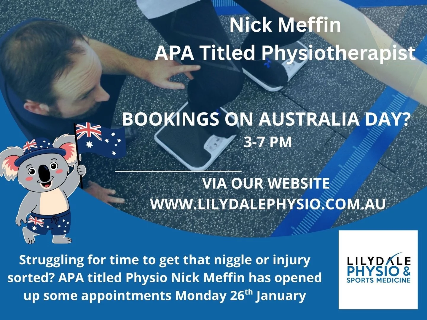 PUBLIC HOLIDAY PHYSIO 🔥
Got a long-weekend niggle (or that injury you&rsquo;ve been putting off 👀)?

Nick Meffin is in at Lilydale Physio &amp; Sports Medicine
🕒 Public Holiday | 3&ndash;7pm

Use the long weekend to get high-quality physio, proper