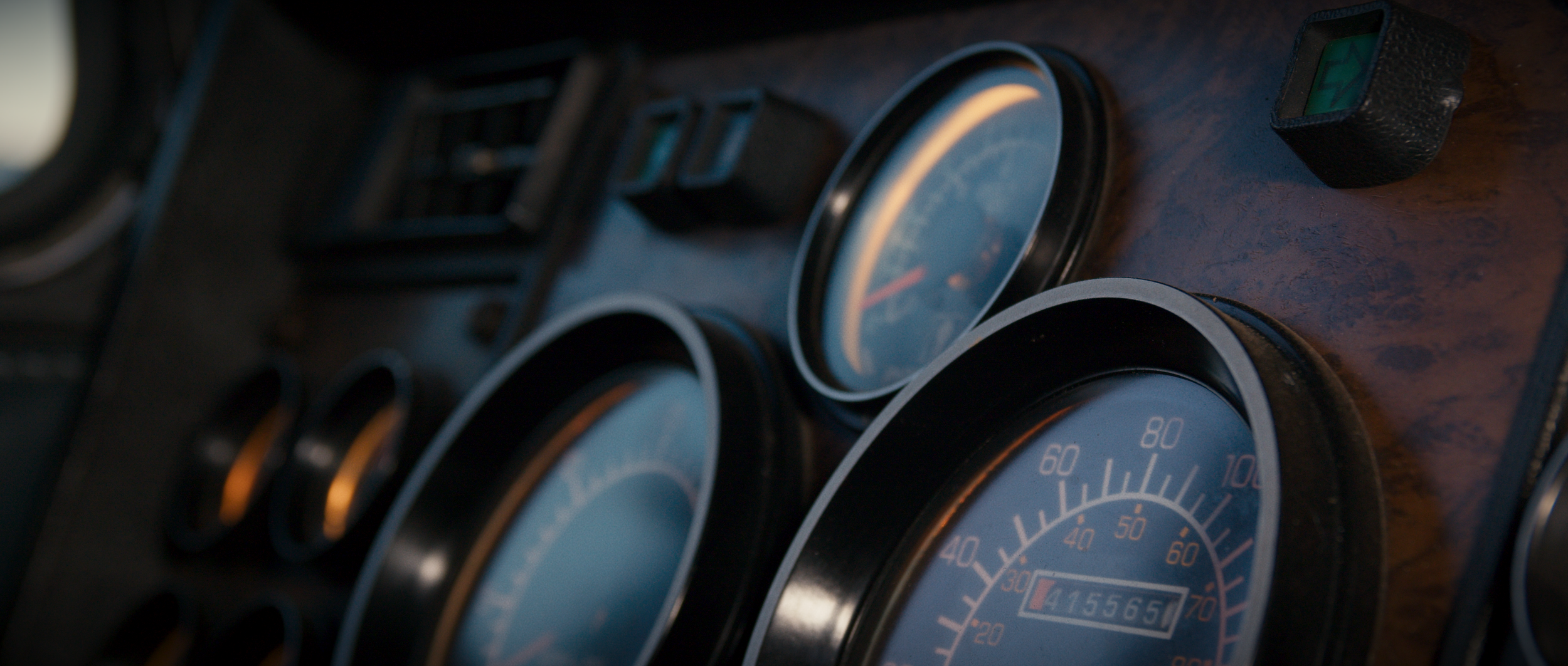 Truck dials shine as the engine revs