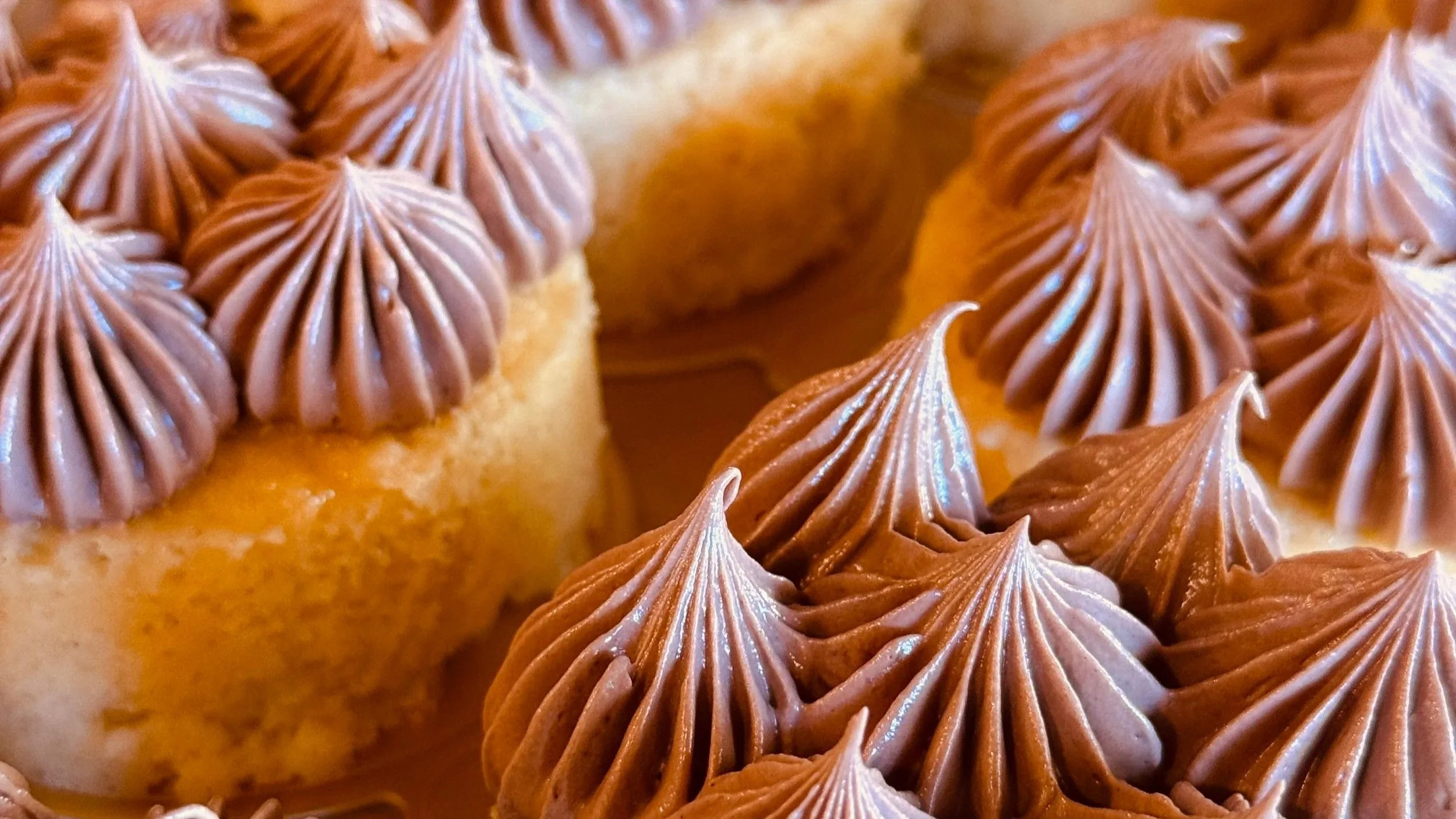 vanilla mini cakes with silky chocolate Swiss meringue buttercream