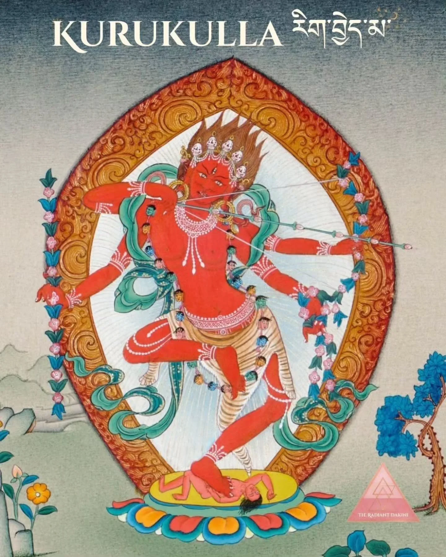 Meet Kurukulla &mdash; the Diva Pop Star of the Dakinis 🏹✨
She's the revealer of enlightened magic, drawing us toward the Dharma through beauty &amp; enchantment. 

Her bow &amp; arrow do not wound &mdash; they remove the obstacles standing between 